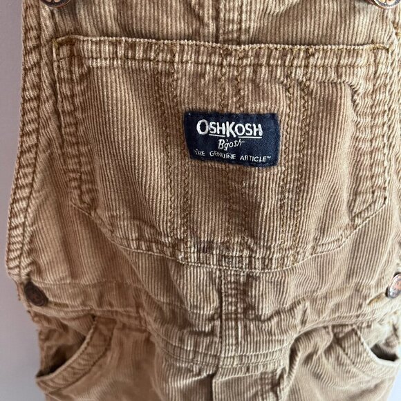 Osh Kosh Corduroy Flannel Lined Overalls Sz 2T Brown - Picture 2 of 7